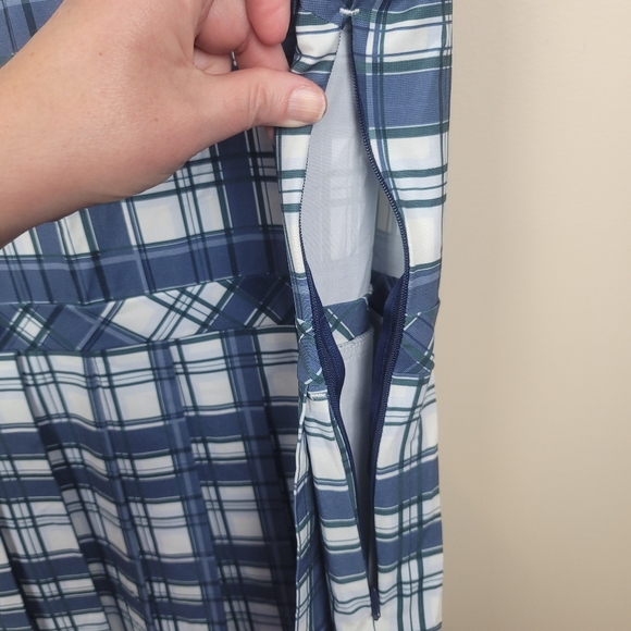 Tory Burch Sport Sleeveless Blue Plaid Pleated Golf Dress size XL - Picture 8 of 13